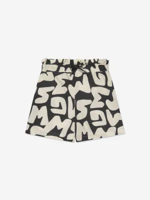 MSGM Girls Logo Print Shorts in Black