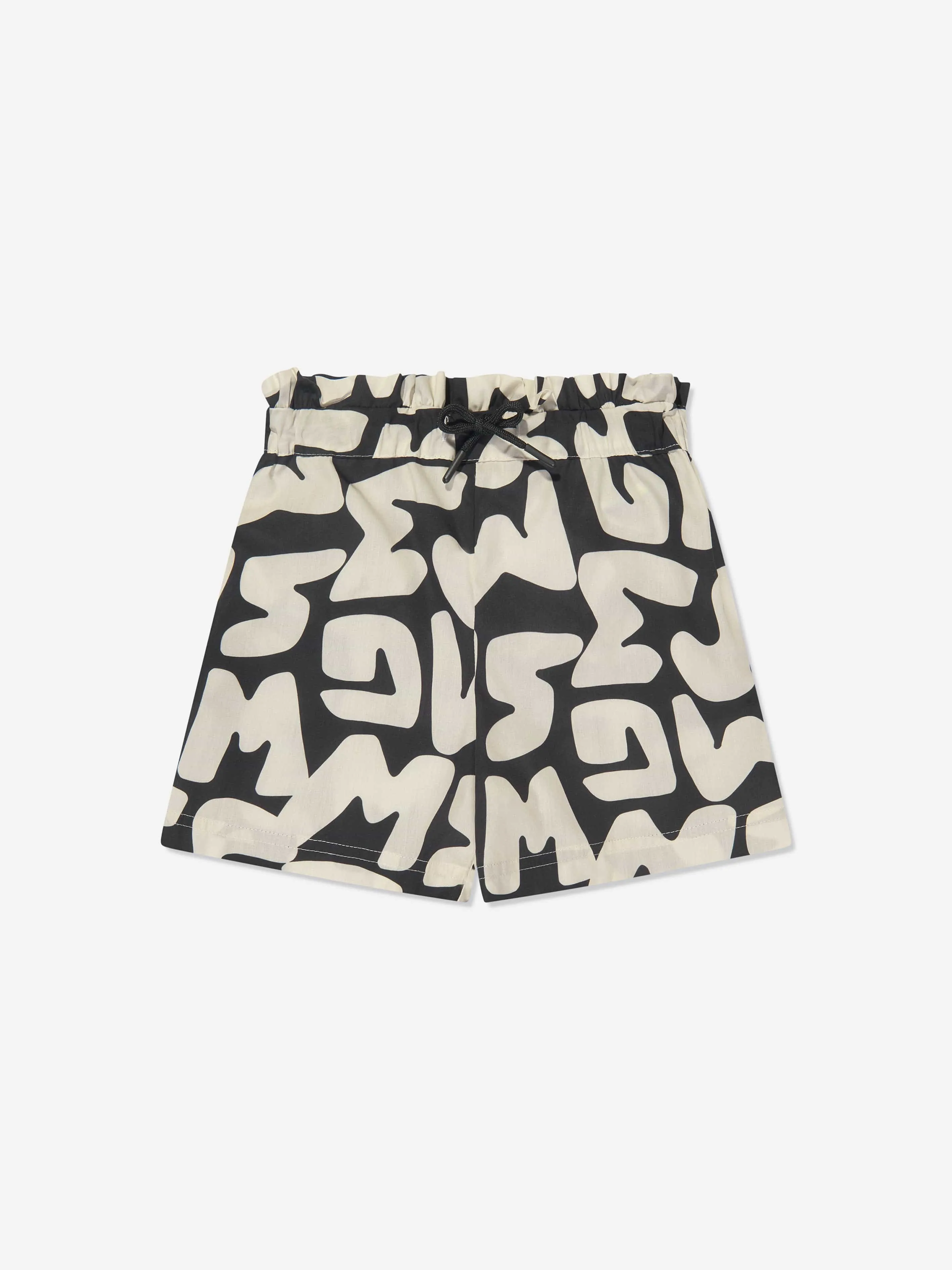 MSGM Girls Logo Print Shorts in Black