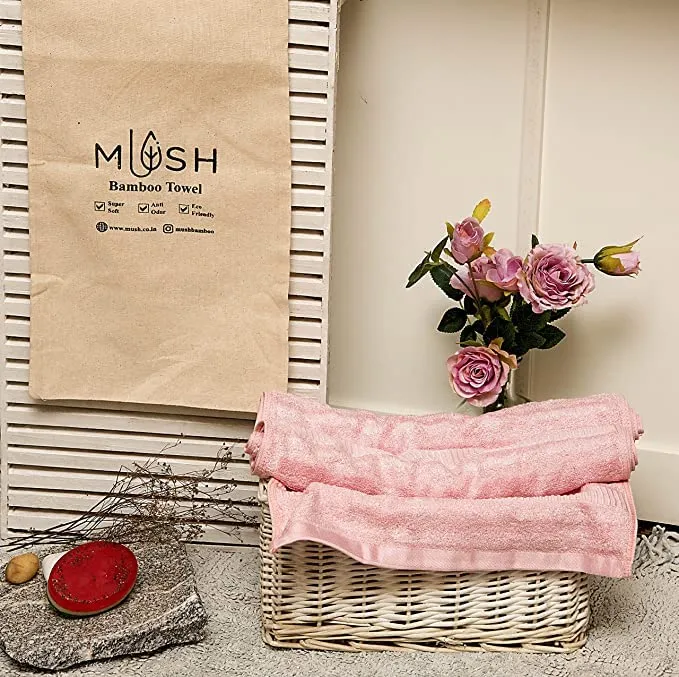 Mush 600 GSM Hand Towel Set of 6 | 100% Bamboo |Ultra Soft, Absorbent & Quick Dry Towel for Bath, Gym, Pool, Travel, Spa and Yoga | 29.5 x 14 Inches (6, Sky Blue,Pink)