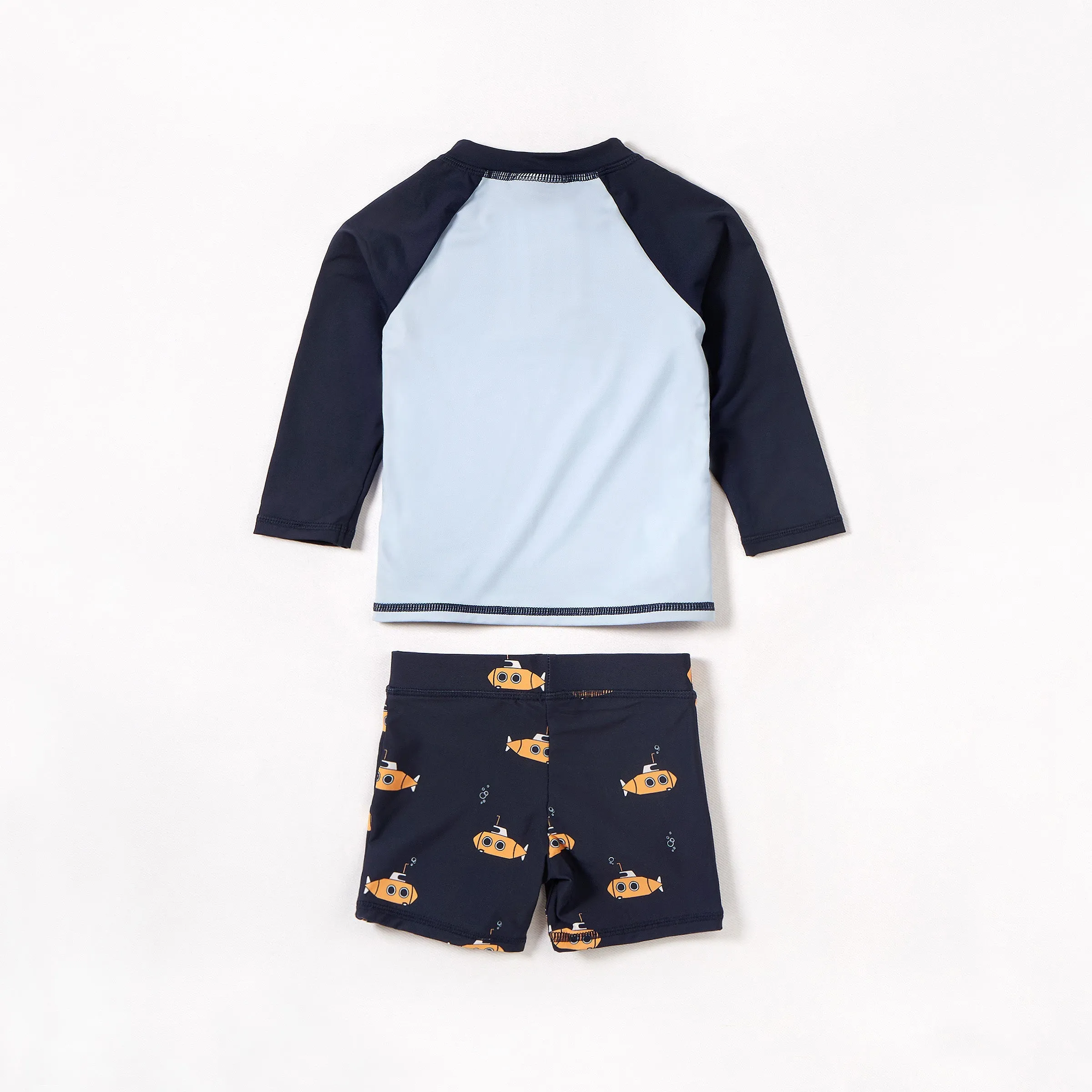 Navy Raglan Rashguard and Submarine Swim Shorts Set | Petit Lem