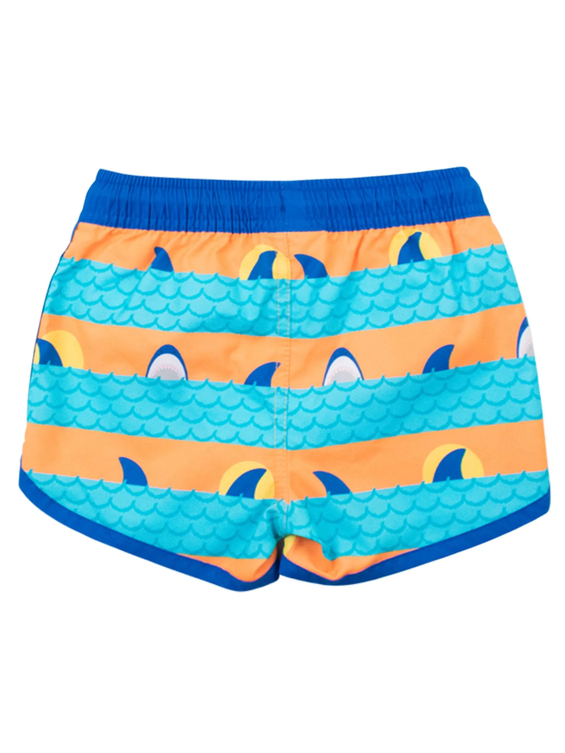 Neon Sharks & Stripes Swim Trunks