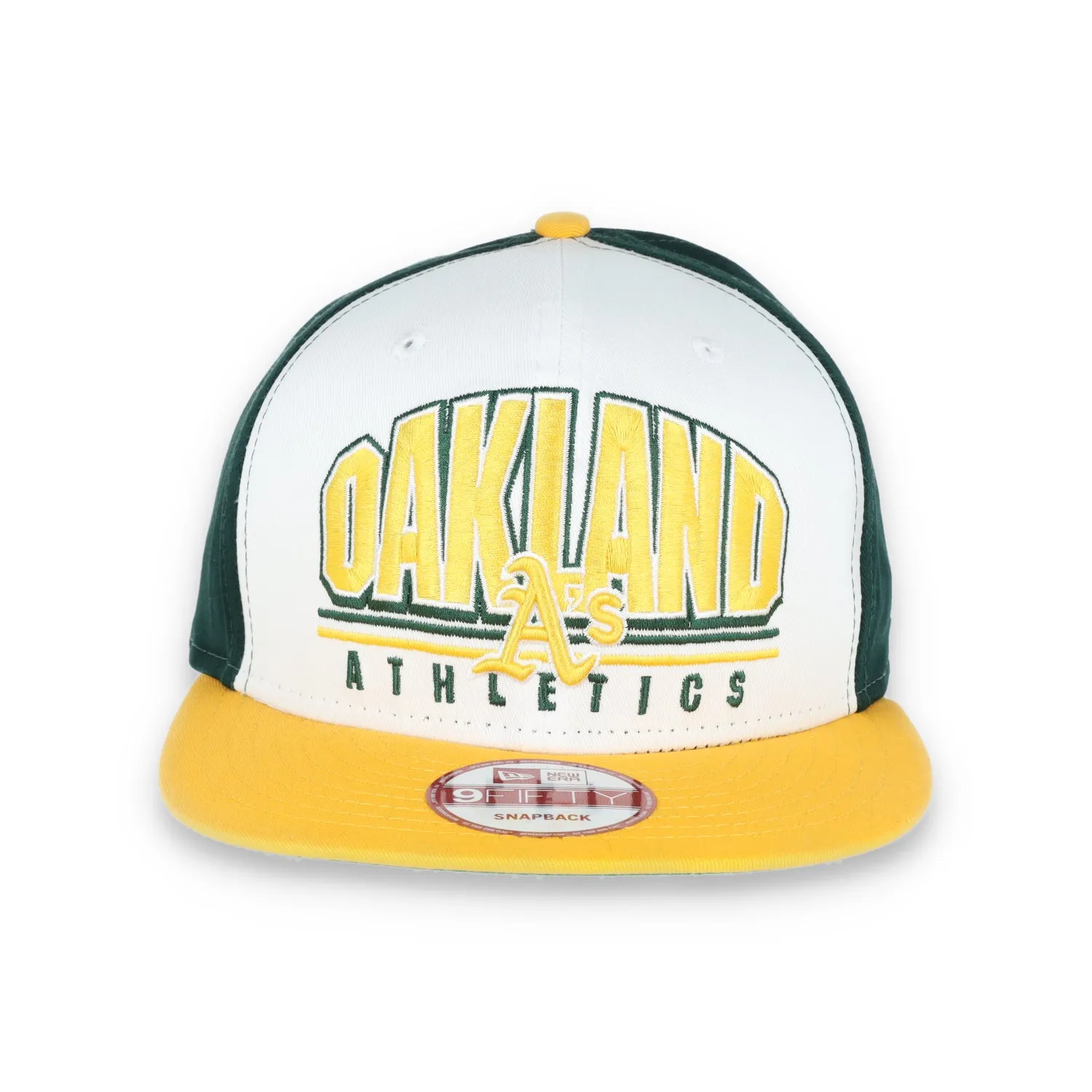 Oakland Athletics New Era 9FIFTY Adjustable Snapback Hat Bold Script-White/Green/Yellow