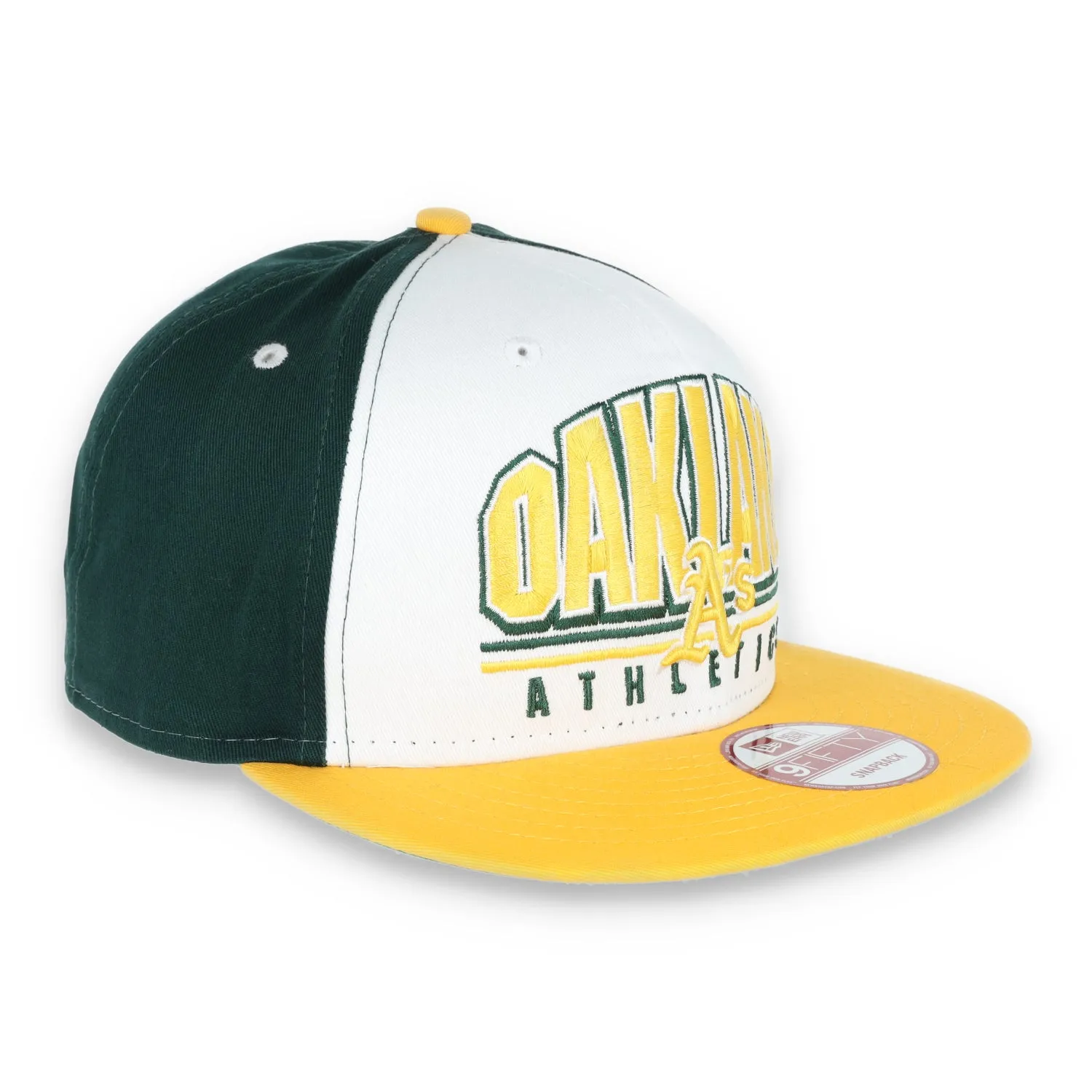 Oakland Athletics New Era 9FIFTY Adjustable Snapback Hat Bold Script-White/Green/Yellow