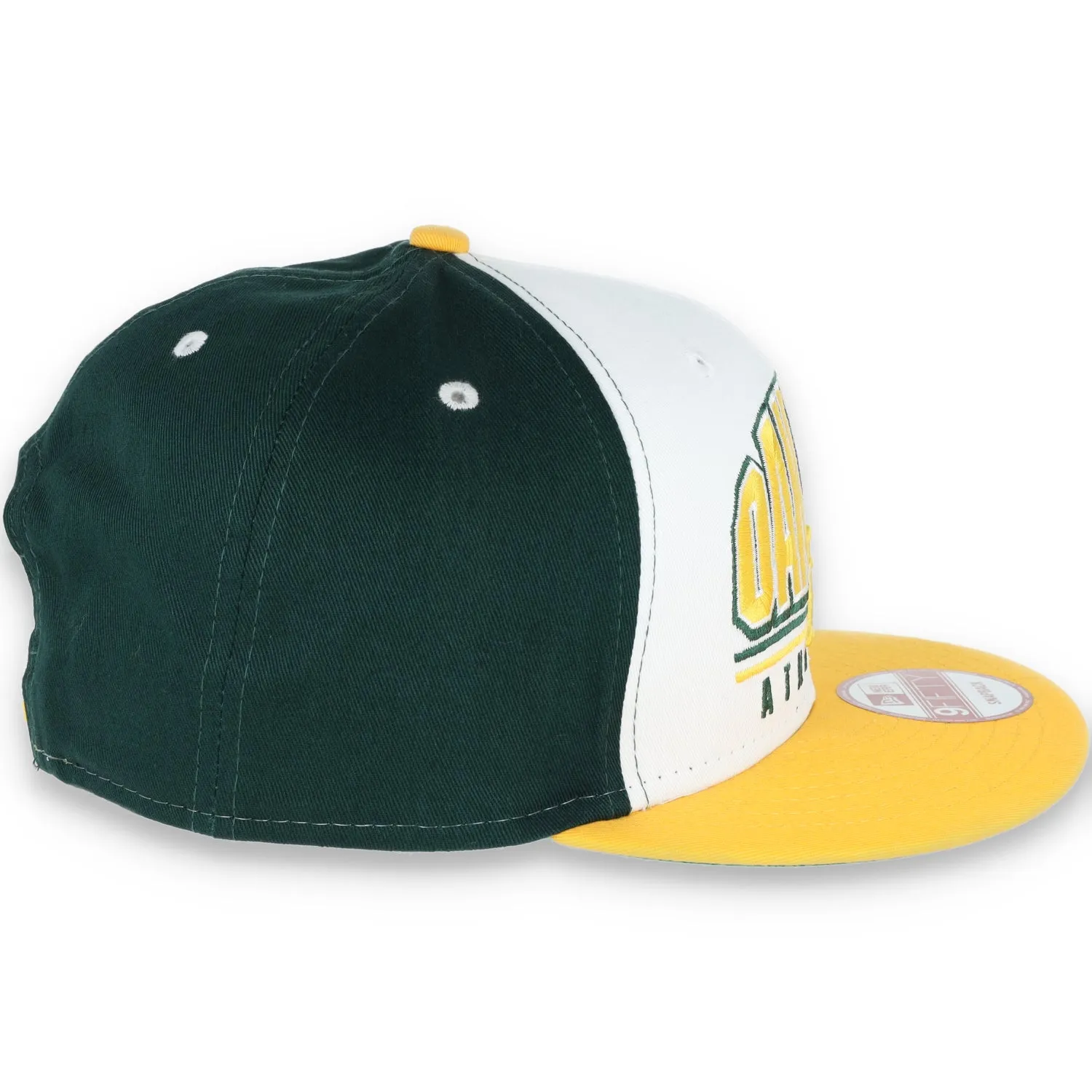 Oakland Athletics New Era 9FIFTY Adjustable Snapback Hat Bold Script-White/Green/Yellow