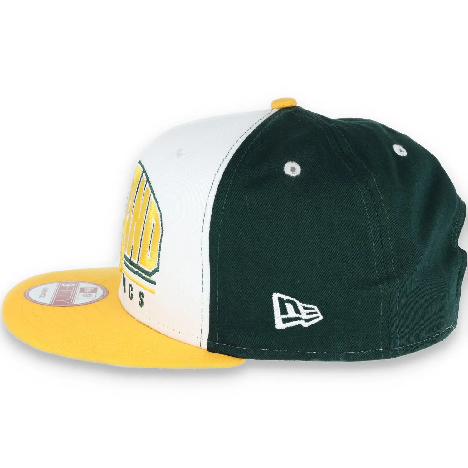 Oakland Athletics New Era 9FIFTY Adjustable Snapback Hat Bold Script-White/Green/Yellow