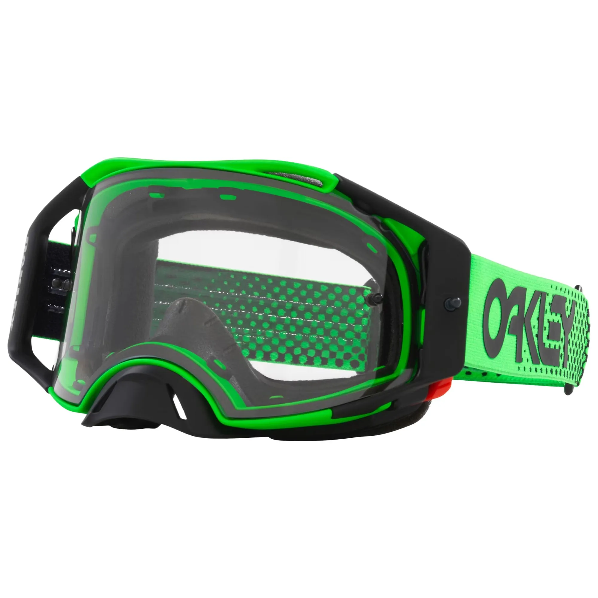 Oakley OO7046-D9 Airbrake MX Goggles Clear Impact Resistant Lenses Moto Green Strap