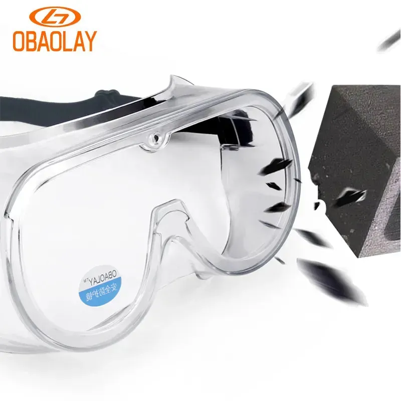 OBAOLAY Approved European Standard CE Safety Goggles PVC Frame PC lens Anti-fog Safety Glasses Transparent Protective  Use To Ho