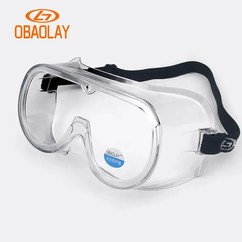 OBAOLAY Approved European Standard CE Safety Goggles PVC Frame PC lens Anti-fog Safety Glasses Transparent Protective  Use To Ho