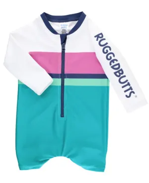 One Piece Rash Guard - Aqua Color Block