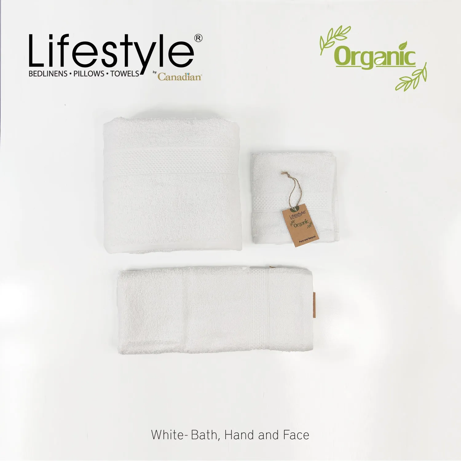 Organic Cotton Towels I Lifestyle by Canadian I (2pc.Bath)(2pc.Hand)(4pc.Face) #242