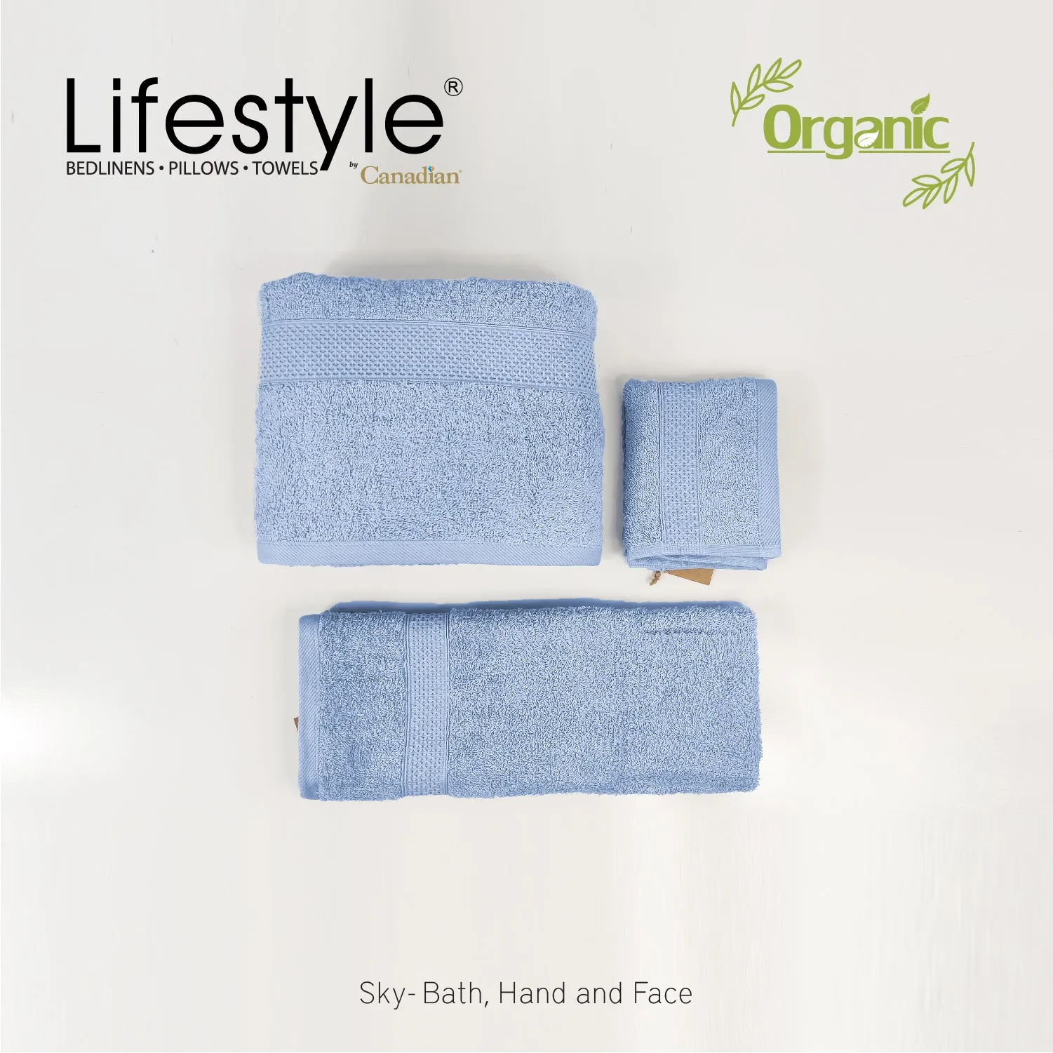 Organic Cotton Towels I Lifestyle by Canadian I (2pc.Bath)(2pc.Hand)(4pc.Face) #242