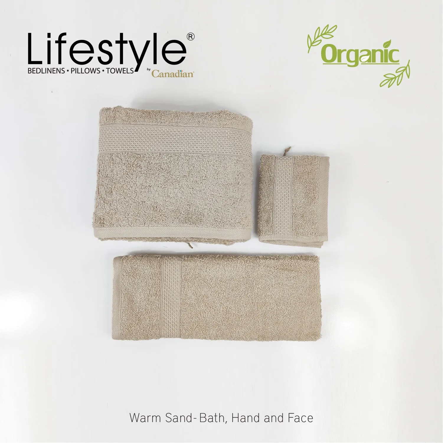 Organic Cotton Towels I Lifestyle by Canadian I (2pc.Bath)(2pc.Hand)(4pc.Face) #242