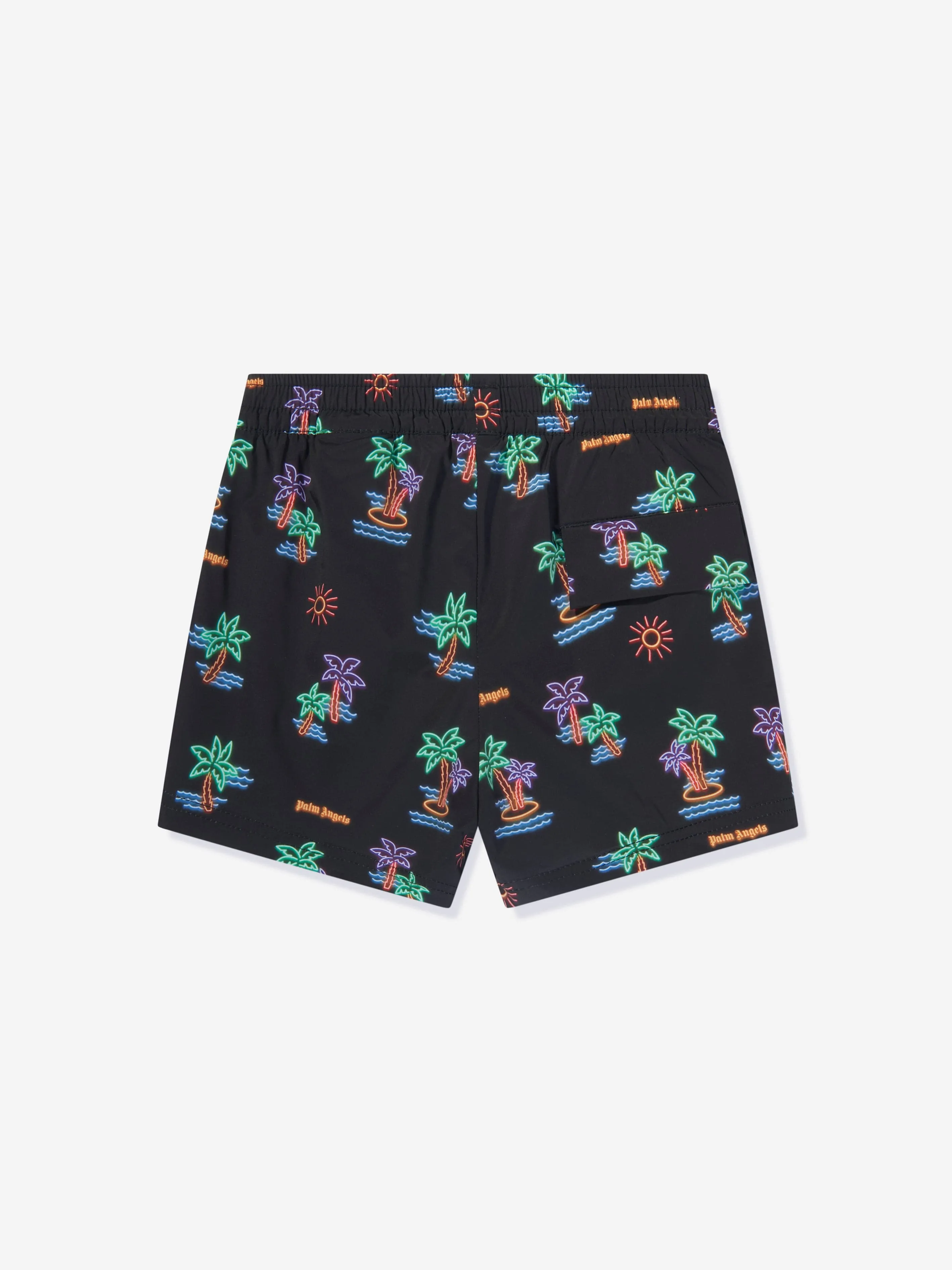 Palm Angels Boys Neon Palms Swim Shorts in Black