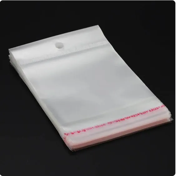 Polyprop Cellophane Selfseal Bags 8.5x15cm Punch Hanging Hole 100pack