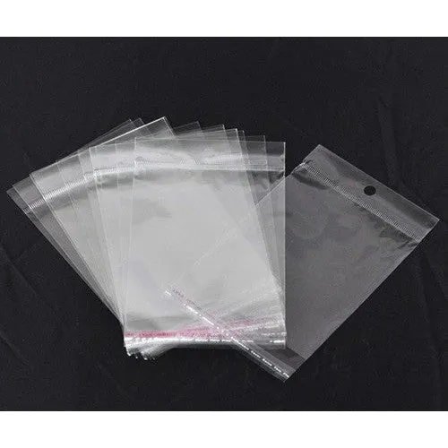 Polyprop Cellophane Selfseal Bags 8.5x15cm Punch Hanging Hole 100pack