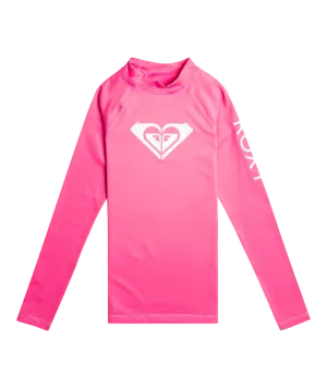 Roxy Girls Whole Hearted L/S Rashguard-Shocking Pink