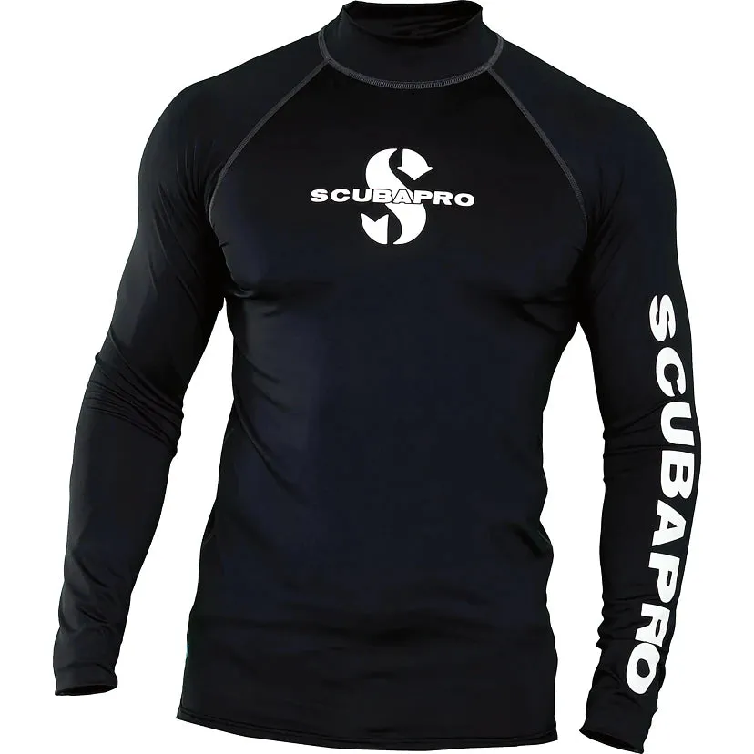 ScubaPro Black Rash Guard Mens, Long Sleeve (UPF50)