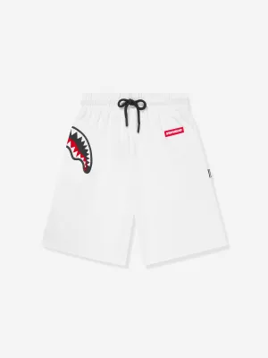 Sprayground Boys Label Shark Shorts in White