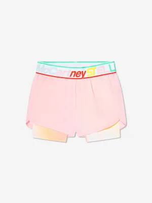 Stella McCartney Girls Layered Sports Shorts in Pink