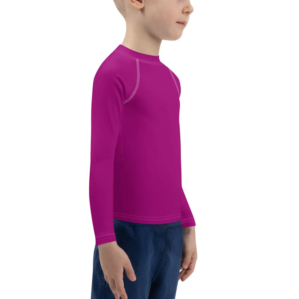 Sun-Kissed Explorer: Solid Color Rash Guards for Young Boys - Vivid Purple