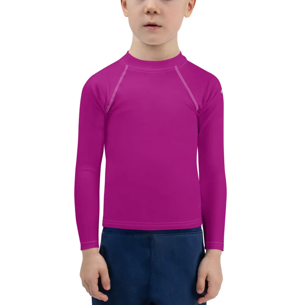 Sun-Kissed Explorer: Solid Color Rash Guards for Young Boys - Vivid Purple