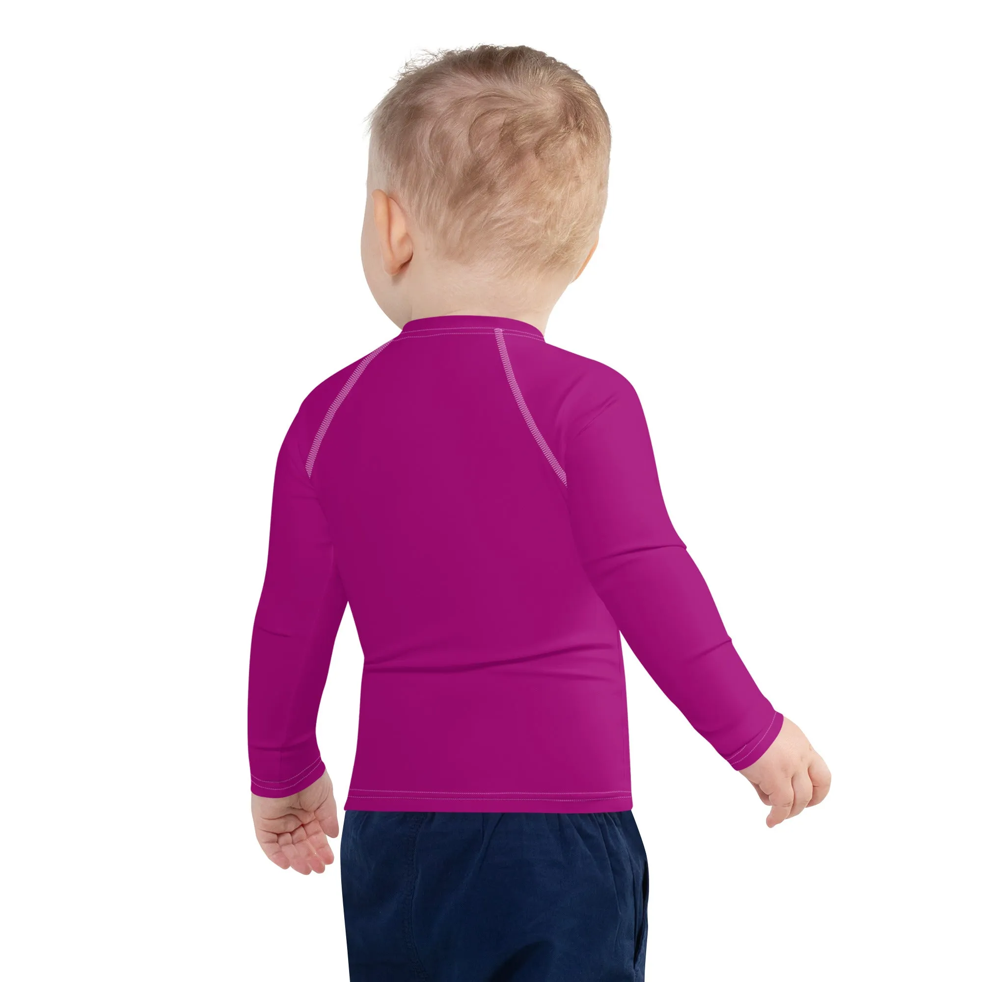 Sun-Kissed Explorer: Solid Color Rash Guards for Young Boys - Vivid Purple