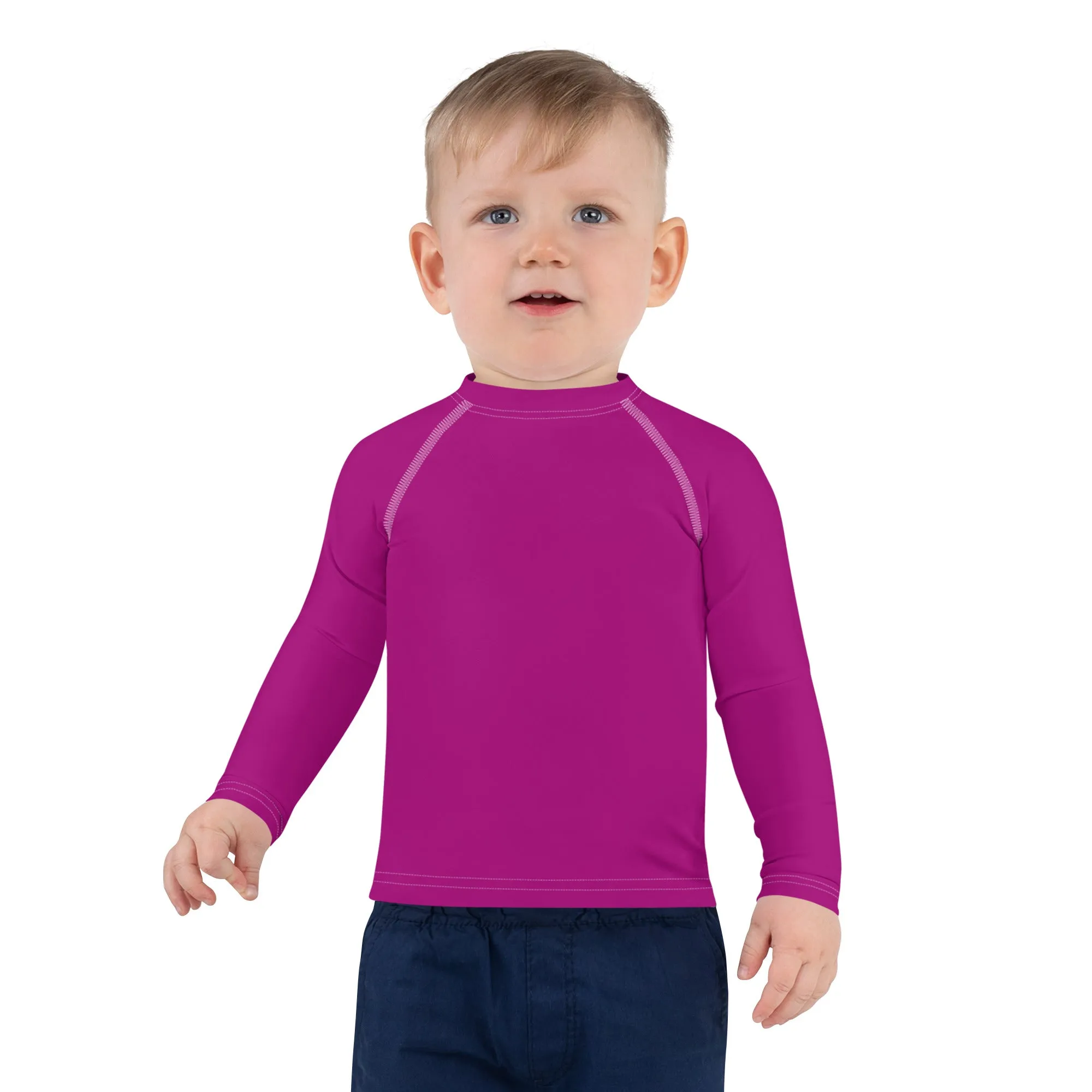 Sun-Kissed Explorer: Solid Color Rash Guards for Young Boys - Vivid Purple