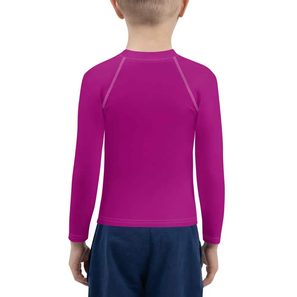 Sun-Kissed Explorer: Solid Color Rash Guards for Young Boys - Vivid Purple