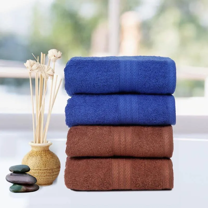 Tender Treat Hand Towel (Blue & Brown ) - Set Of Four