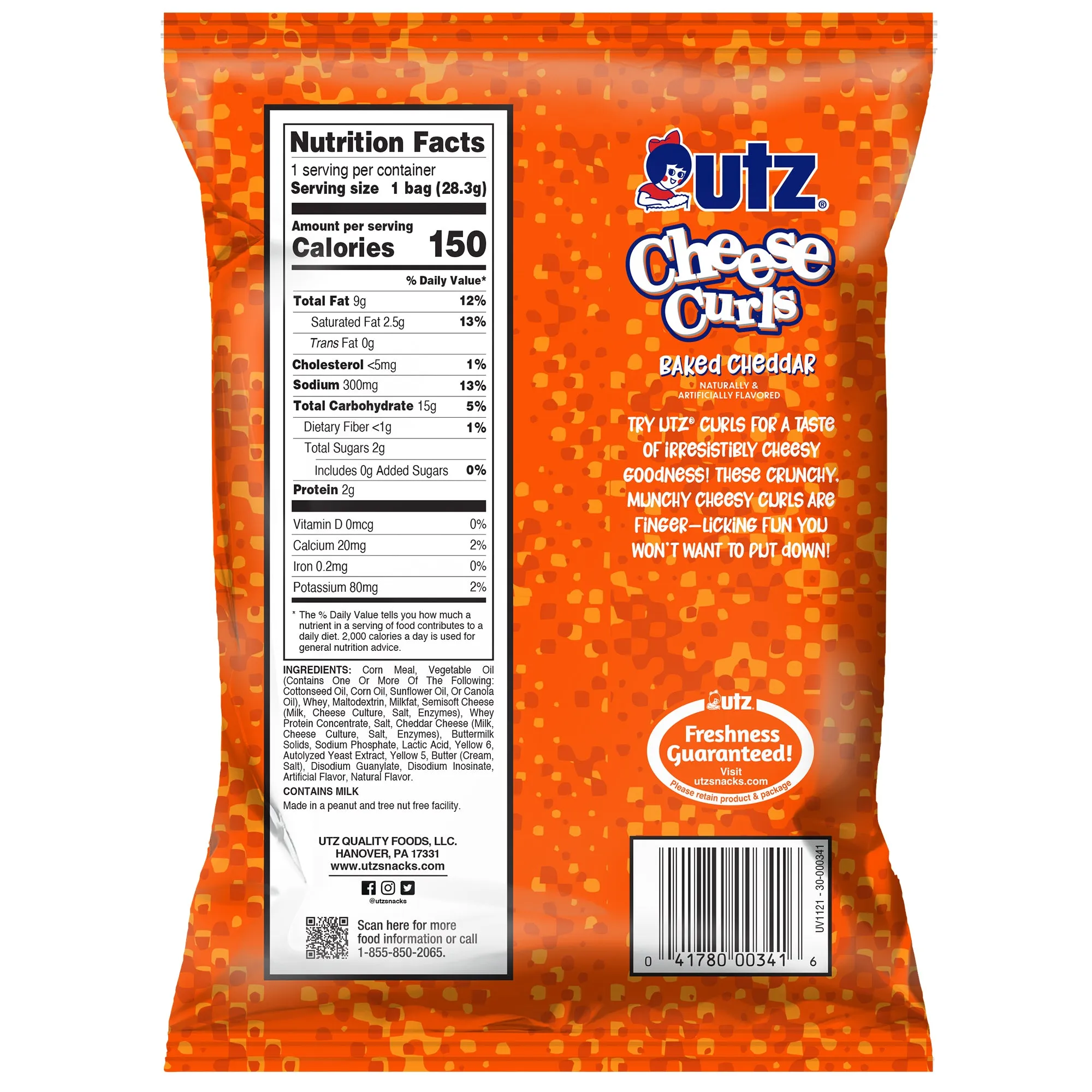 Utz Cheese Curls Cheddar 1 oz. 60 count