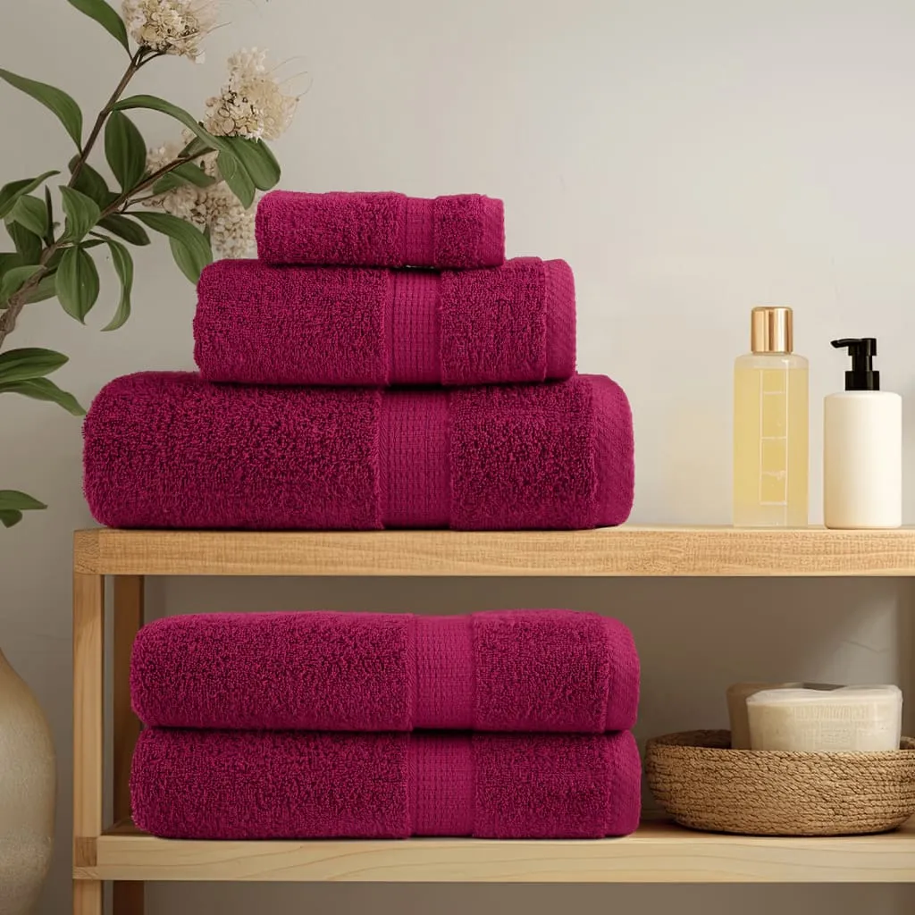 vidaXL 6 Piece Premium Towel Set SOLUND Bordeaux 600 gsm - Soft, Absorbent & Durable Cotton Towels