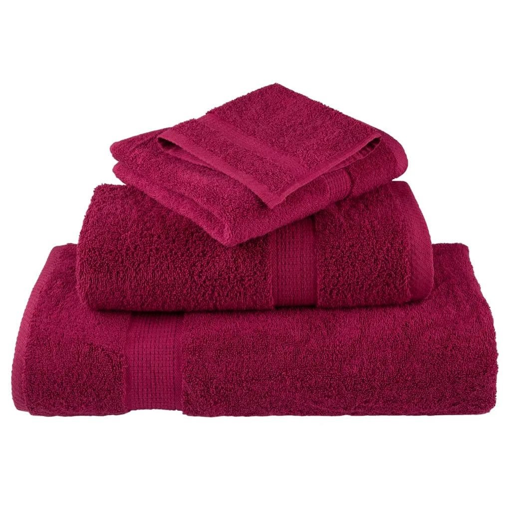 vidaXL 6 Piece Premium Towel Set SOLUND Bordeaux 600 gsm - Soft, Absorbent & Durable Cotton Towels