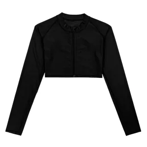 Women's Long Sleeve Crop Rash Guard | “Black”