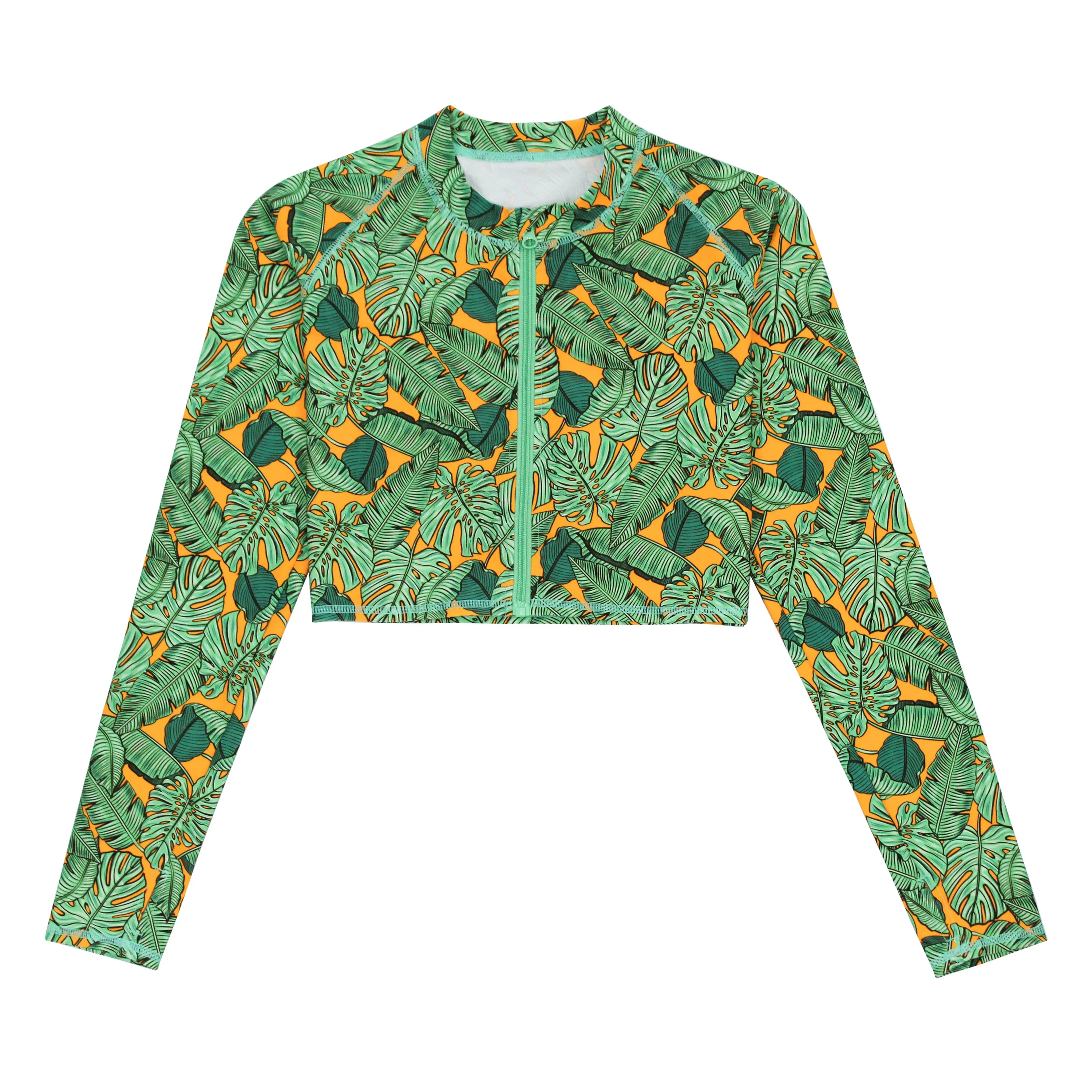 Women's Long Sleeve Crop Rash Guard | “The Tropics”