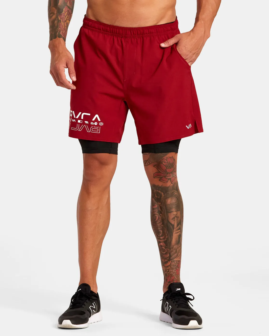 Yogger Train 2-In-1 Elastic Waist Workout Shorts 17" - Cardinal