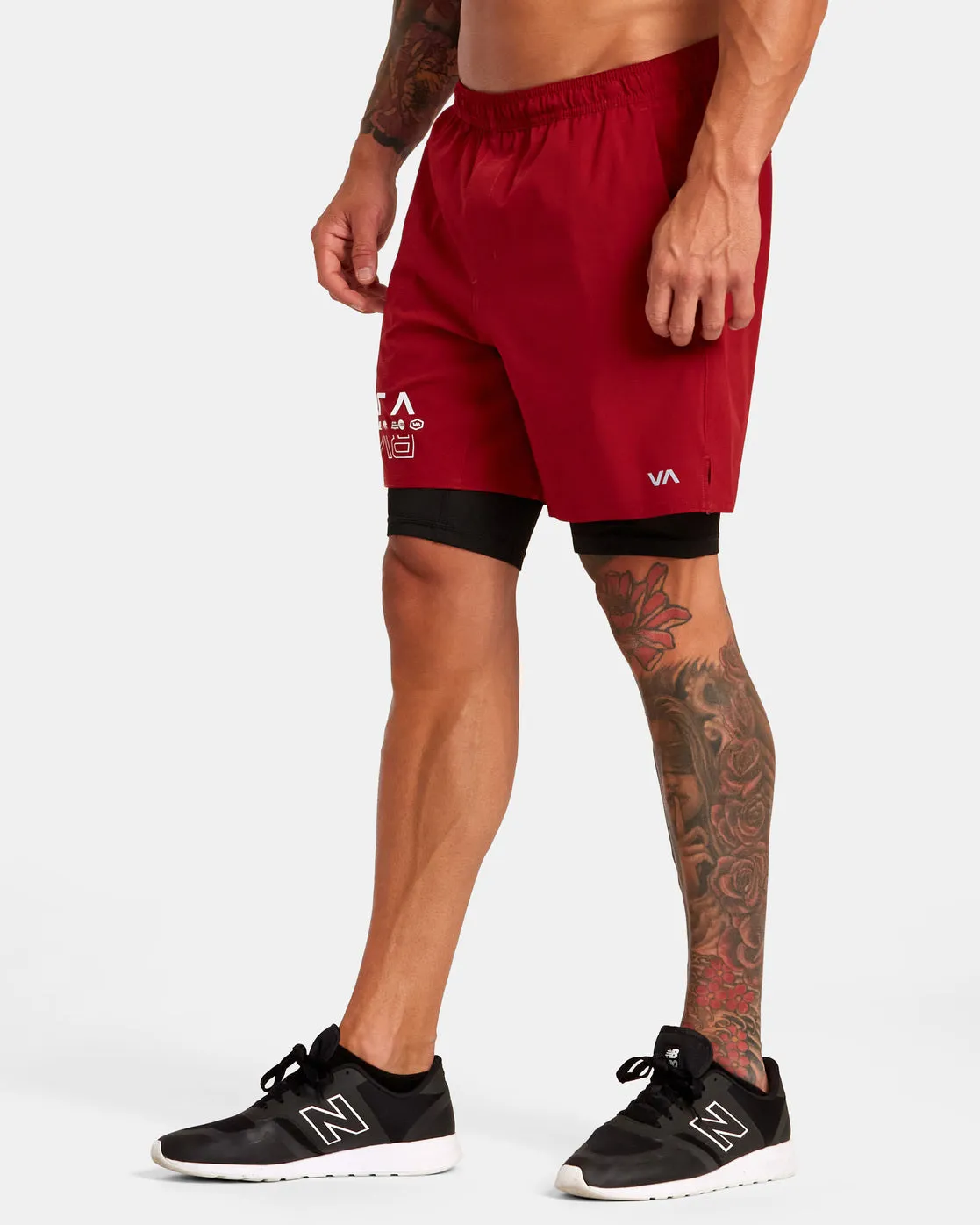 Yogger Train 2-In-1 Elastic Waist Workout Shorts 17" - Cardinal